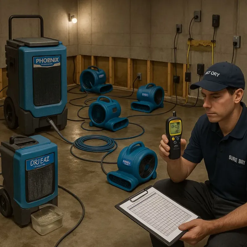 Structural Drying and Dehumidification process in Balfour, NC